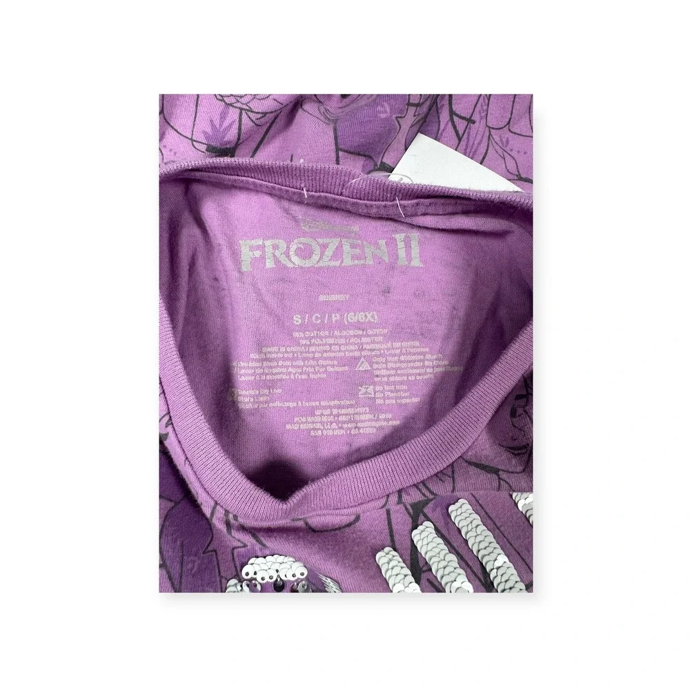 Disney Frozen II Outfit Chill Vibes Shirt & Jeans Set Purple Black Sz‎ 6